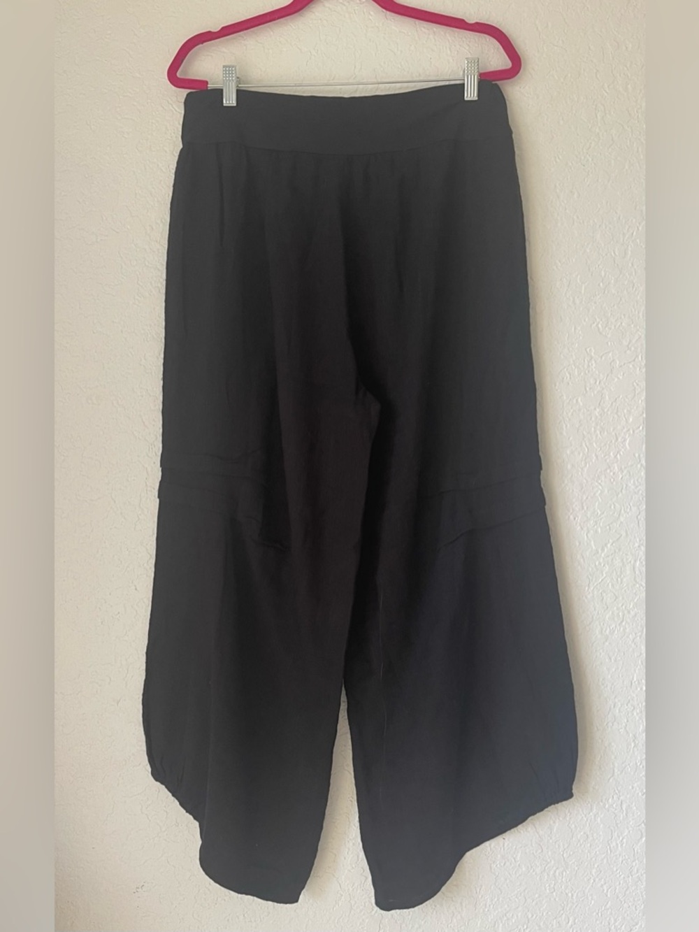 Black Boho Wide Leg Pants | Flowy Relaxed Festival Lounge Pants Size L/XL NWT - Picture 7 of 8